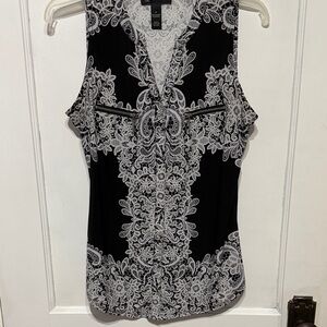 INC International Concepts Black and White Lace Blouse